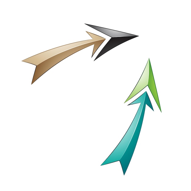 Vector up facing beige and green arrows
