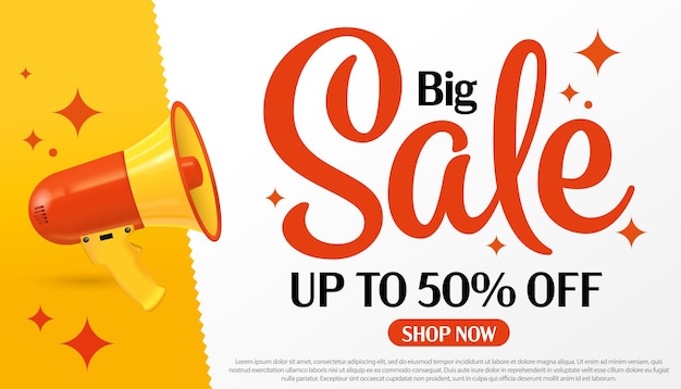 Up to fifty percent off big sale offer banner