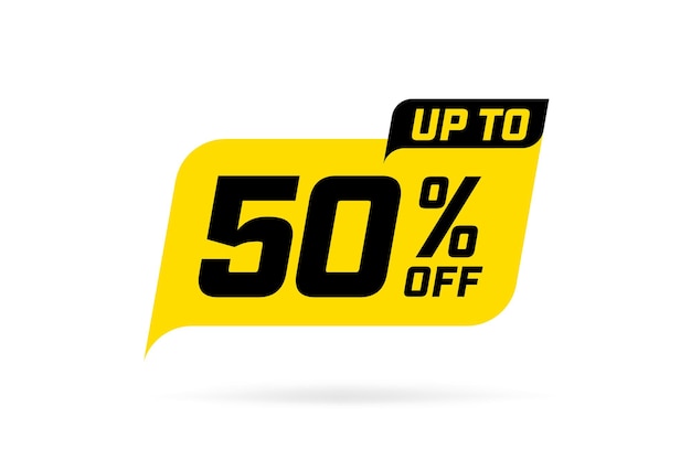 Up to fifty percent off discount promotion sticker