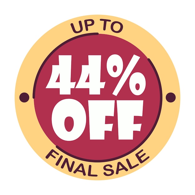 Up to forty four percent off final sale. Icon 44 . Special offer discount label with black Friday
