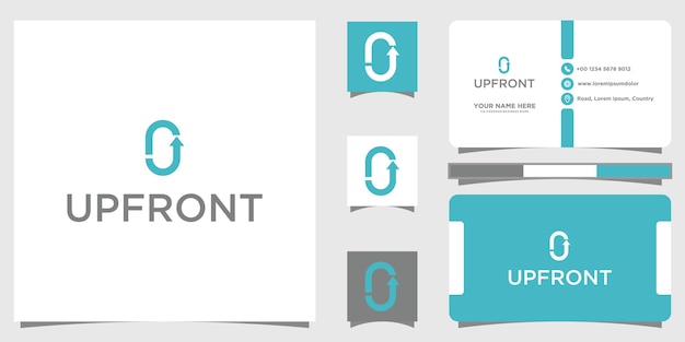 Vector up front logo design inspiration and business card premium vector