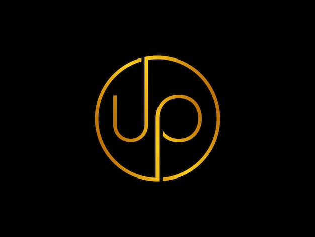 Up-logo met een gele cirkel op een zwarte achtergrond