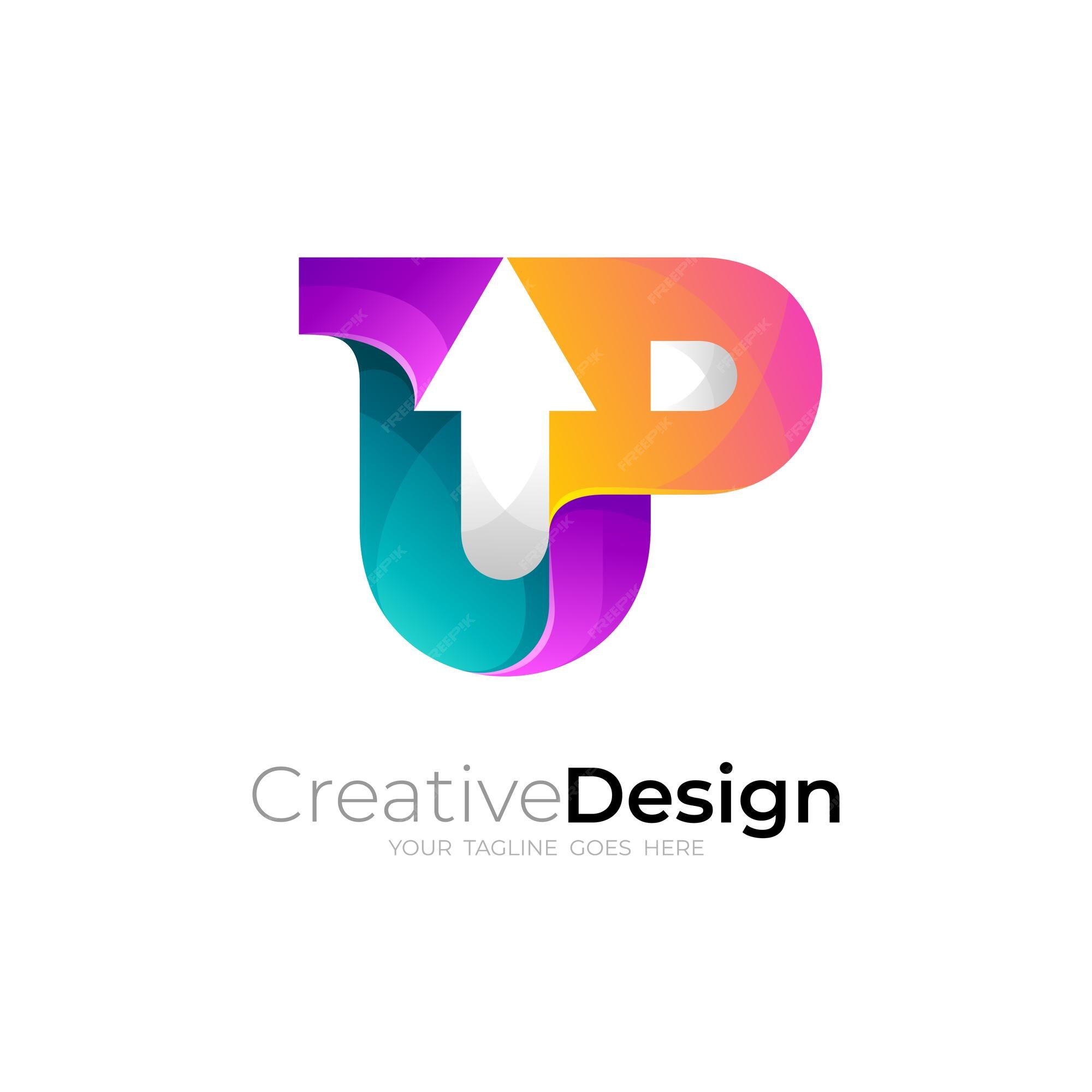 Premium Vector | Up logo with arrow design template 3d colorful