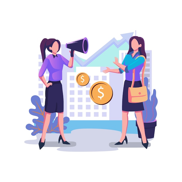 Up selling sales technique flat style illustration design