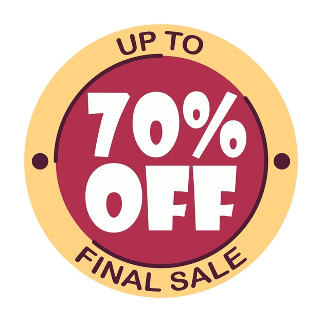 Up to seventy percent off final sale. Icon 70 . Special offer discount label with black Friday