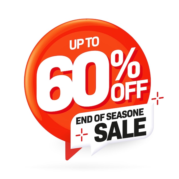 Up to sixty percent off sale advertising label end of season sale shopping offer sticker design busi