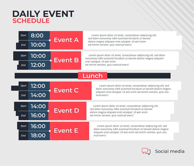 Upcoming daily event schedule flyer poster template