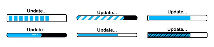 Vector update bar loading or updating files installation new software operating system loading or installing process vector loading bar progress icons download progress load icon with gears