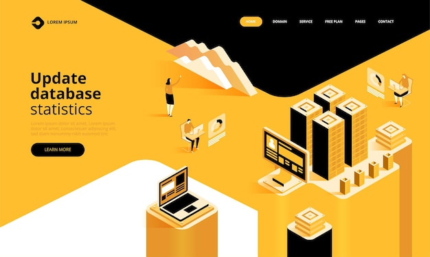 Vector update database statistics landing page. workflow and business management.