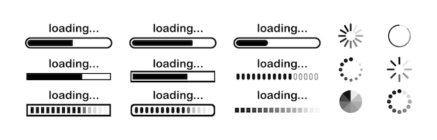 Aggiorna set di icone. caricamento in corso. aggiornamento software. icona della linea vettoriale per affari e pubblicità