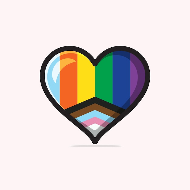 Updated pride flag in heart shape vector illustration