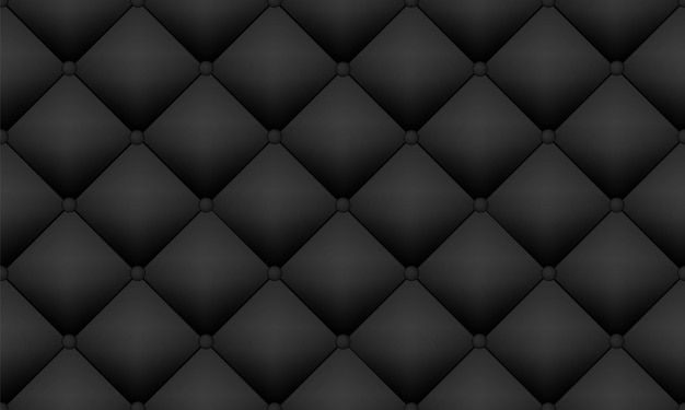 Vector upholstery soft quilted luxury background black velvel or leather texture vector seamless pattern