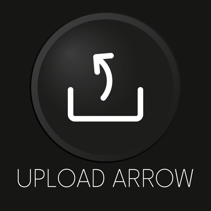 Vector upload arrows minimal vector line icon on 3d button isolated on black background premium vector