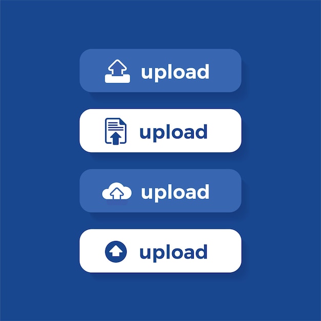 Vector upload button collection op blauwe achtergrond voor gebruikersinterface eenvoudig websjabloon