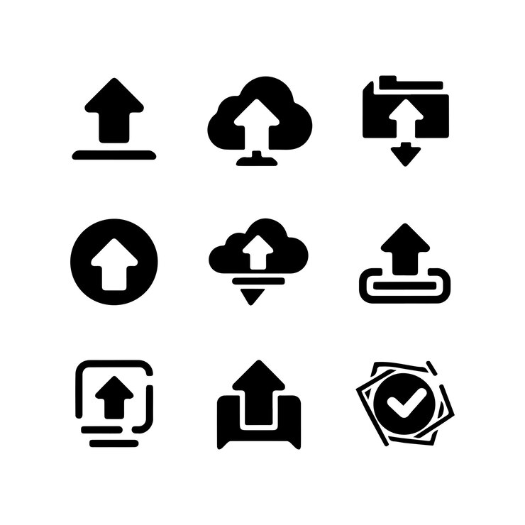 Vector upload and cloud storage icon set vector illustration