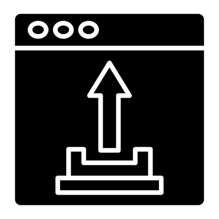 Vector upload glyph solid black illustration