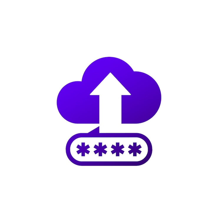 Vector upload to a secure cloud icon vector