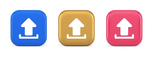 Upload up arrow button document multimedia bestand uitwisseling verbinding opslag 3d realistische iconen