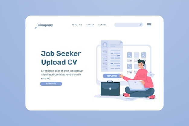 ベクトル ランディングページのデザインに関する cv ドキュメントのオンラインイラストをアップロードする