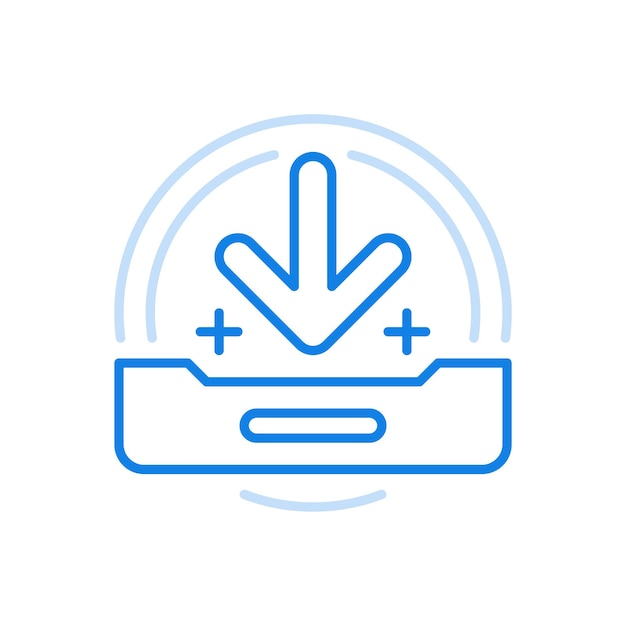 Uploading files removable media vector line icon filling online with information of hard disk and