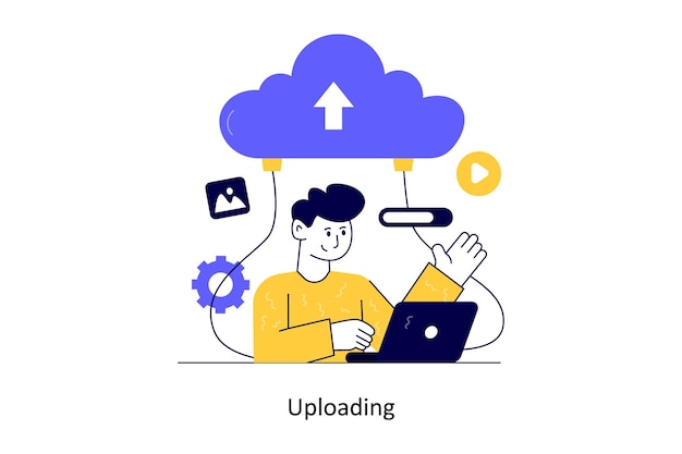 フラット スタイル デザインのアップロード ベクトル イラスト ストック イラスト