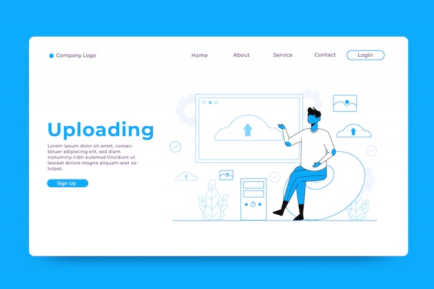 Vector uploading landing page template