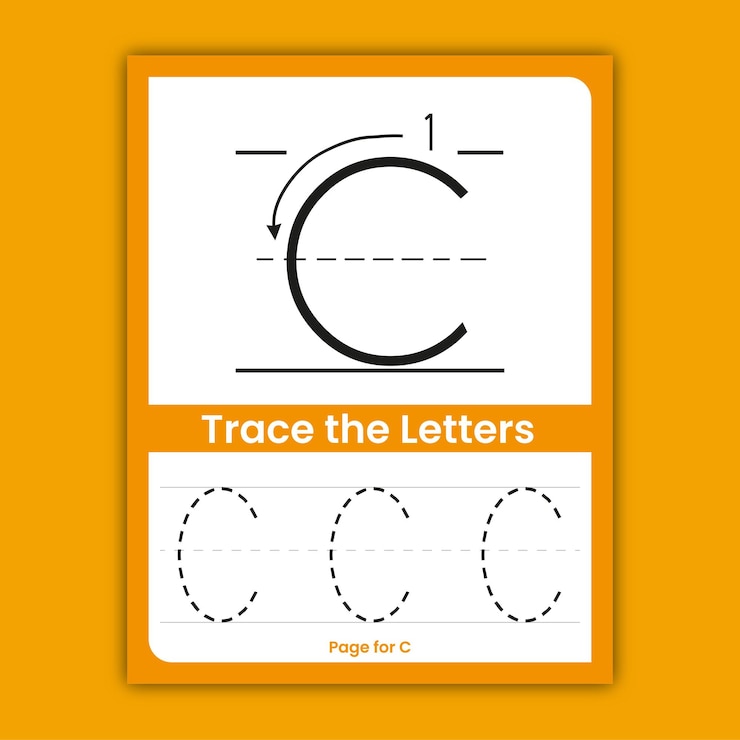 Vector uppercase alphabet letter tracing worksheets for kids