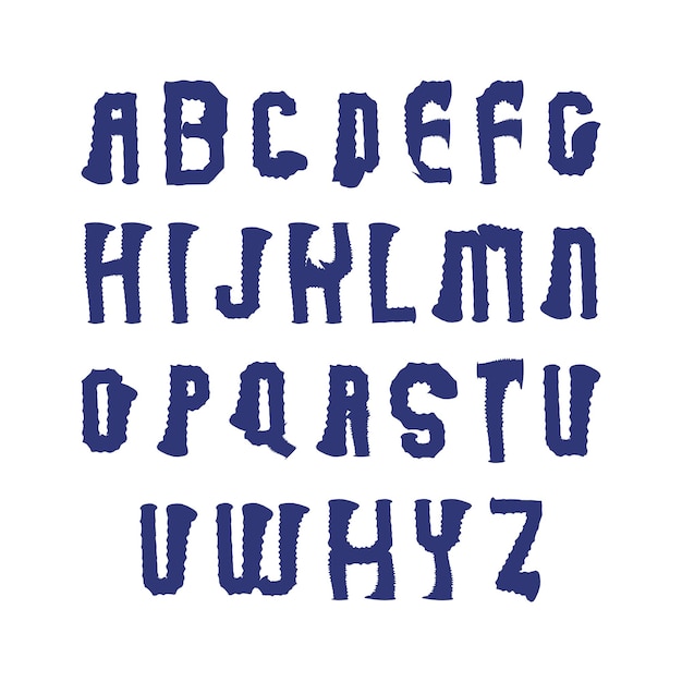 Vector uppercase goffer brush capital letters, hand-painted bright vector alphabet.