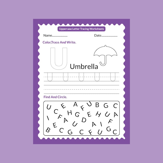 Uppercase letter tracing worksheets for kids and preschoolers