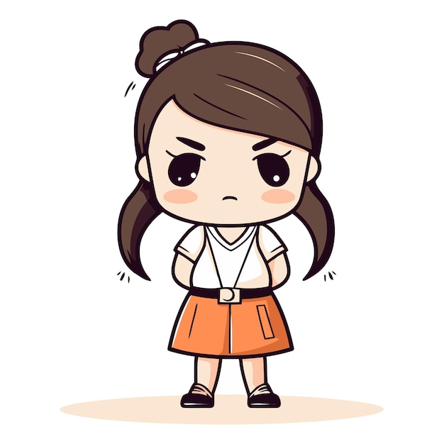 Upset Girl Cartoon Vector Illustratie AAA