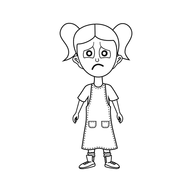 Upset girl cartoon