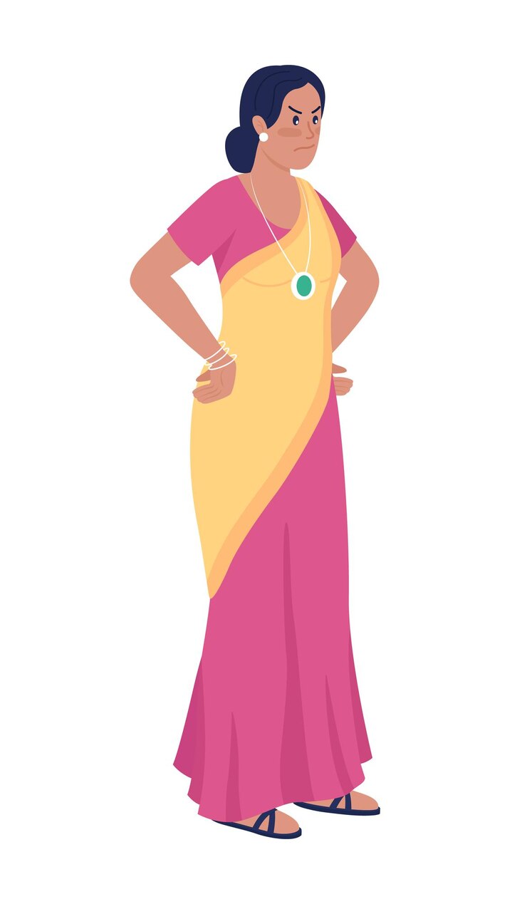 Vector upset stressed woman semi flat color vector character