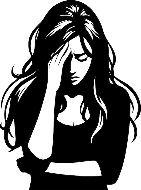 upset Woman Vector silhouette illustration 11