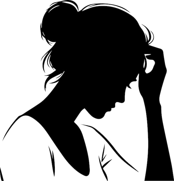 Upset woman vector silhouette illustration 15