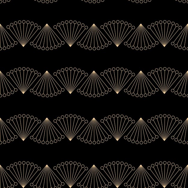 Vector upside_down_lines_and_circles_geometric_pattern_on_black_background.
