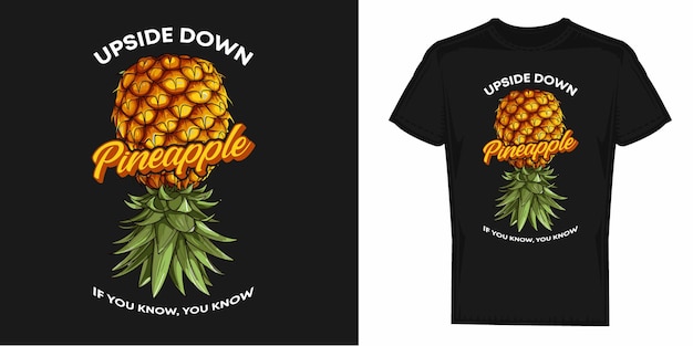 Vector upside down pineapple swinger vector design graphics for tshirt prints