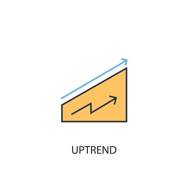 Uptrend concept 2 colored line icon. simple yellow and blue element illustration. uptrend concept outline symbol design