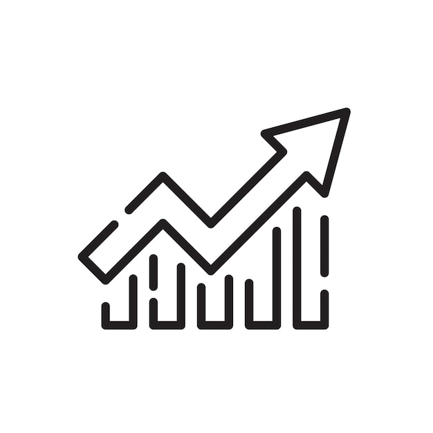 upward arrow icon growth graph with an arrow on the columns the concept of success business growth