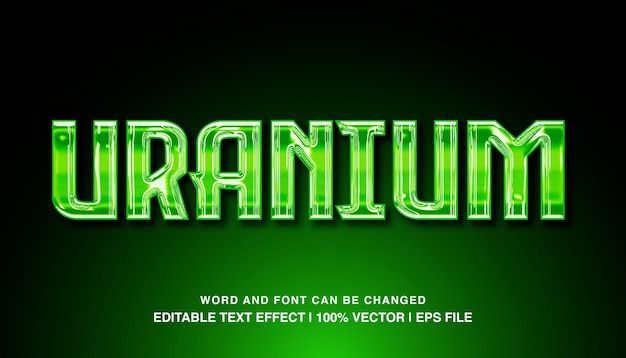 Uranium editable text effect template 3d bold green glossy luxury typeface