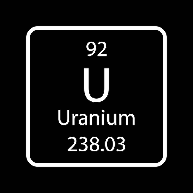 Вектор Символ урана химический элемент периодической таблицы векторная иллюстрация