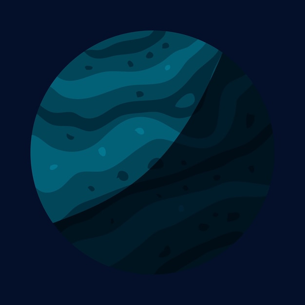 Vector uranus planet icon in cartoon style isolated on dark background