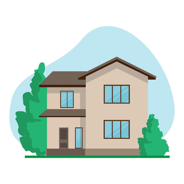 urban architecture, residential family house in flat style - cute vector illustration