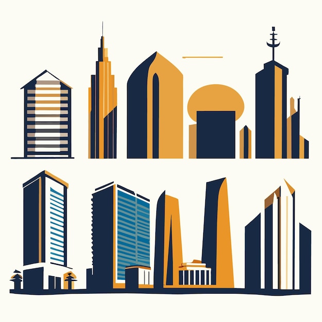 Urban Architecture Vector in Flat 2D Style