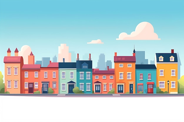 Vector urban background houses street