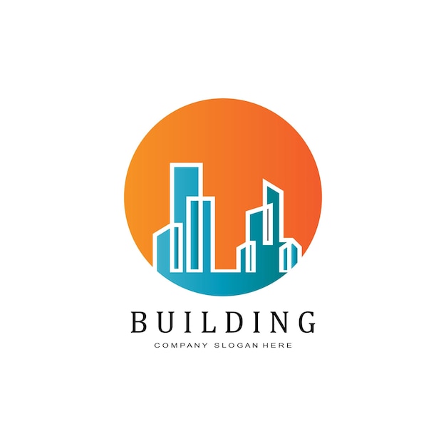 都市の建物の建設ロゴアイコンシンボル家アパートシティビュー