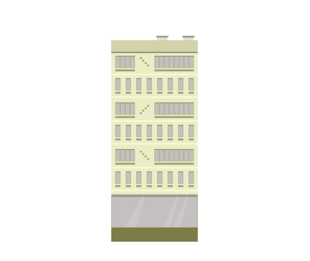 Urban building with apartments Balconies Old style construction Flat vector illustration