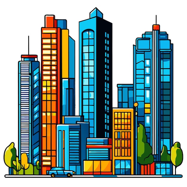 Vector urban buildings cityscape view scenery vector illustration