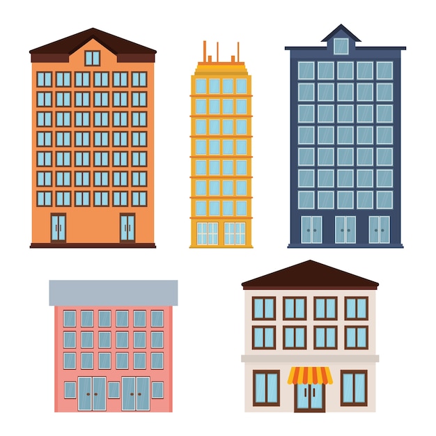 Urban buildings icons