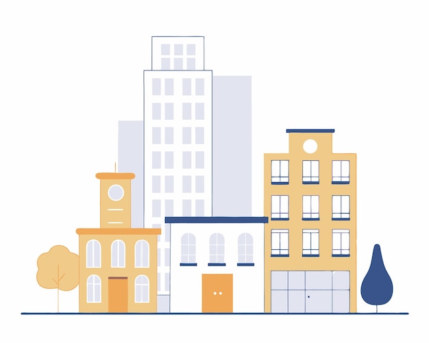 Urban buildings with cityscape scenery illustration