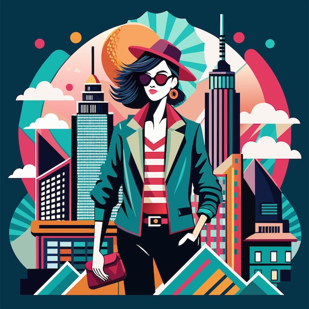 Vector urban chic create a stylish cityscape design infused with modern fashion elements and urban flair